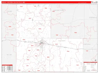 Abilene Metro Area RedLine style ZIP Code wall map