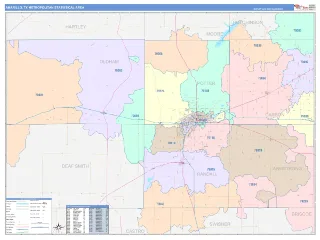 Amarillo Metro Area ColorCast style ZIP Code wall map