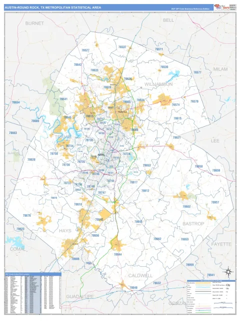 Austin-Round Rock metro area map