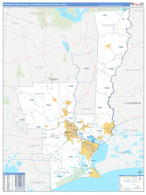 Beaumont-Port Arthur metro area map