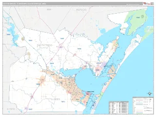 Corpus Christi Metro Area Classic style ZIP Code wall map