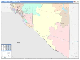 El Paso Metro Area ColorCast style ZIP Code wall map