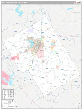 Waco Metro Area Classic style ZIP Code wall map
