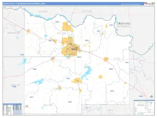 Wichita Falls Metro Area Business Reference style ZIP Code wall map