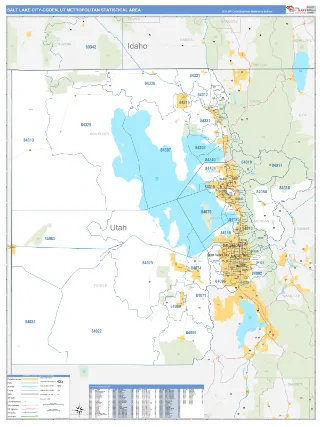 Salt Lake City Metro Area Business Reference style ZIP Code wall map