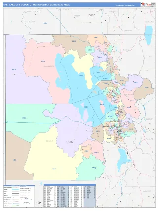 Salt Lake City Metro Area ColorCast style ZIP Code wall map