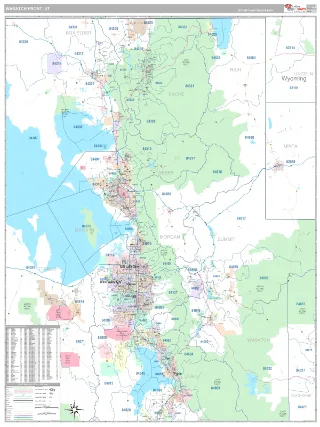 Wasatch Front Metro Area Classic style ZIP Code wall map