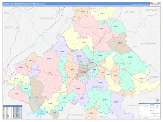 Lynchburg Metro Area ColorCast style ZIP Code wall map