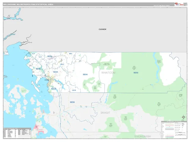 Bellingham Metro Area ZIP Code Wall Map, Classic style