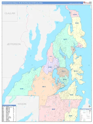 Bremerton-Silverdale Metro Area ColorCast style ZIP Code wall map