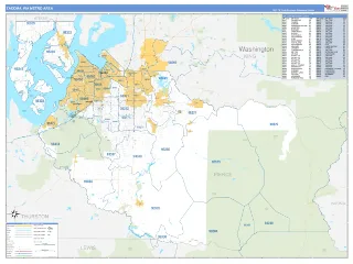 Tacoma Metro Area Business Reference style ZIP Code wall map