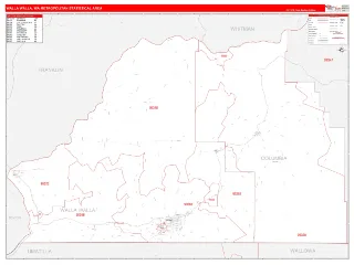 Walla Walla Metro Area RedLine style ZIP Code wall map
