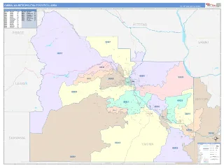 Yakima Metro Area ColorCast style ZIP Code wall map