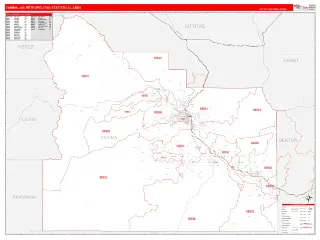 Yakima Metro Area RedLine style ZIP Code wall map