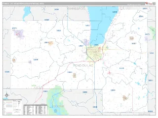 Fond du Lac Metro Area Classic style ZIP Code wall map