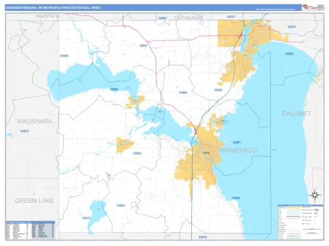 Oshkosh-Neenah metro area map
