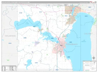 Oshkosh-Neenah Metro Area Classic style ZIP Code wall map