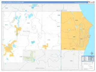 Racine Metro Area Business Reference style ZIP Code wall map