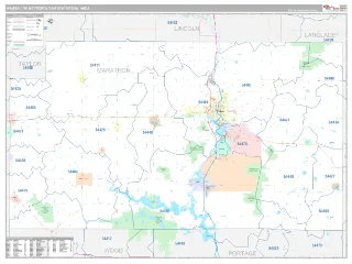 Wausau Metro Area Classic style ZIP Code wall map