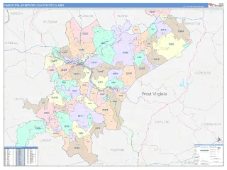 Charleston Metro Area ColorCast style ZIP Code wall map