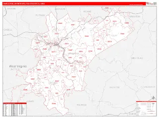 Charleston Metro Area RedLine style ZIP Code wall map