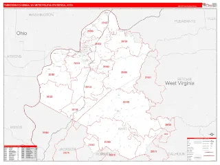 Parkersburg-Vienna Metro Area RedLine style ZIP Code wall map
