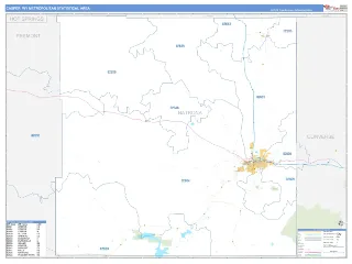 Casper Metro Area Business Reference style ZIP Code wall map