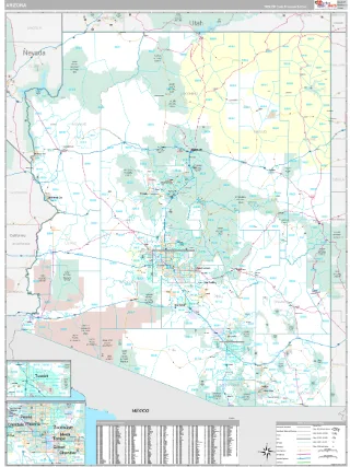 Arizona Classic style ZIP Code wall map