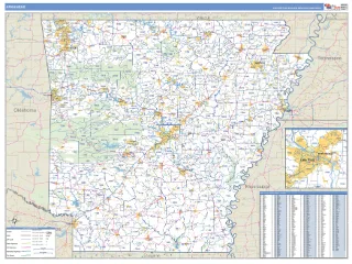 Arkansas Business Reference style ZIP Code wall map
