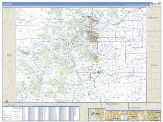Colorado Business Reference style ZIP Code wall map