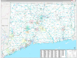Connecticut Classic style ZIP Code wall map