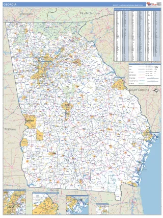 Georgia Business Reference style ZIP Code wall map