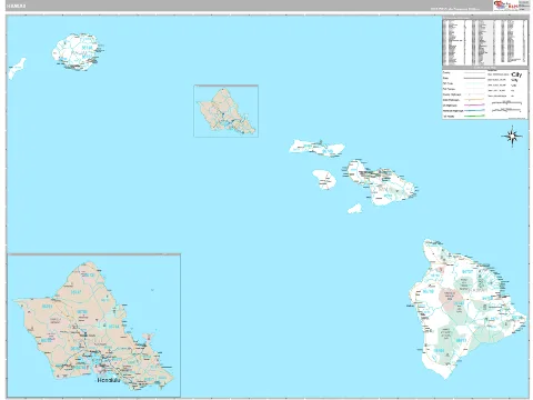 Hawaii ZIP Code wall map in the Classic Style