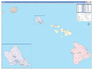Hawaii ColorCast style ZIP Code wall map