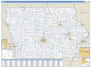 Iowa Business Reference style ZIP Code wall map