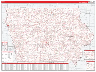 Iowa RedLine style ZIP Code wall map