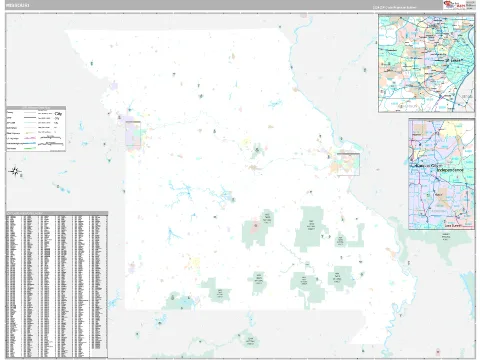 Missouri ZIP Code wall map in the Classic Style