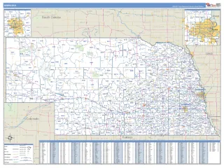 Nebraska Business Reference style ZIP Code wall map