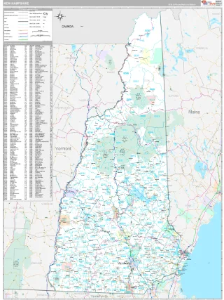 New Hampshire Classic style ZIP Code wall map