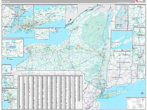 New York ZIP Code wall map in the Classic Style