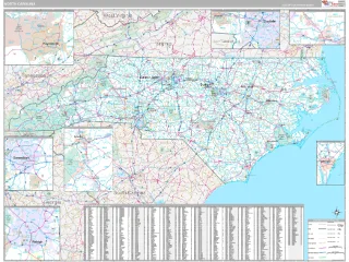 North Carolina Classic style ZIP Code wall map