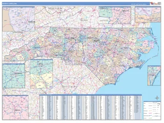 North Carolina ColorCast style ZIP Code wall map