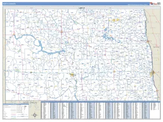 North Dakota Business Reference style ZIP Code wall map