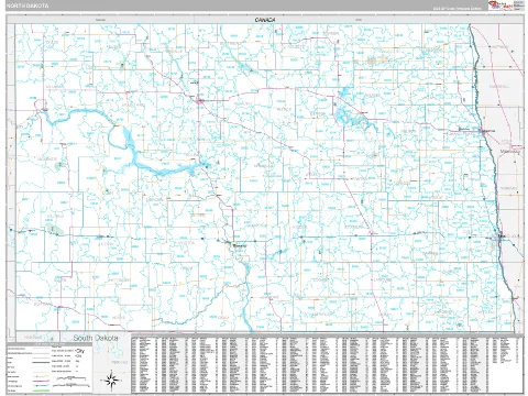 North Dakota ZIP Code wall map in the Classic Style