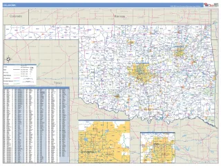 Oklahoma Business Reference style ZIP Code wall map