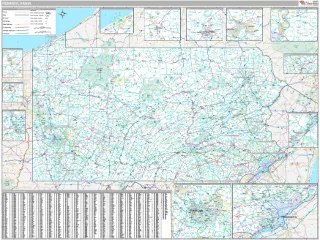 Pennsylvania Classic style ZIP Code wall map
