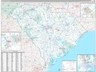 South Carolina Classic style ZIP Code wall map