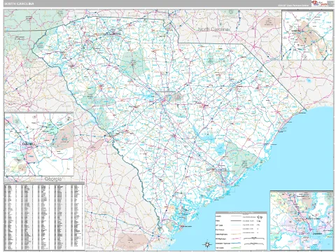 South Carolina ZIP Code wall map in the Classic Style