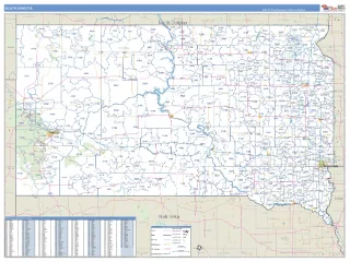 South Dakota Business Reference style ZIP Code wall map