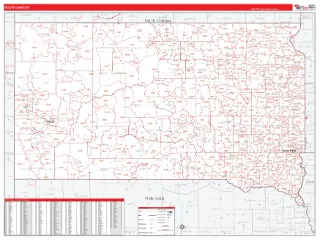 South Dakota RedLine style ZIP Code wall map